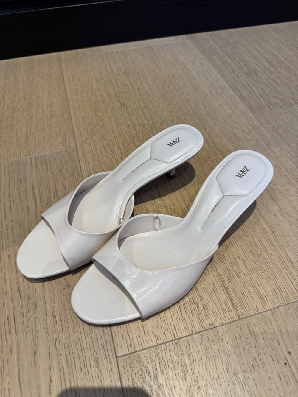 Zara White Leather Patent Heel Sandals for Women - Picture 2 of 4